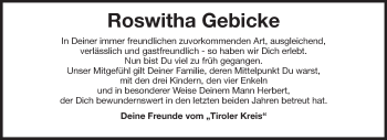 Traueranzeige von Roswitha Gebicke von Echo-Zeitungen (Gesamtausgabe)