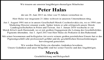 Traueranzeige von Peter Halas von Echo-Zeitungen (Gesamtausgabe)