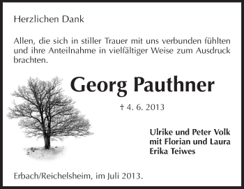 Traueranzeige von Georg Pauthner von Odenwälder Echo