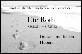 Traueranzeige von Ute Roth von Rüsselsheimer Echo, Groß-Gerauer-Echo, Ried Echo