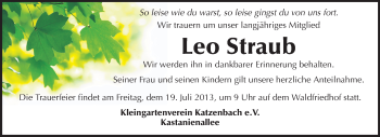 Traueranzeige von Leo Straub von Echo-Zeitungen (Gesamtausgabe)