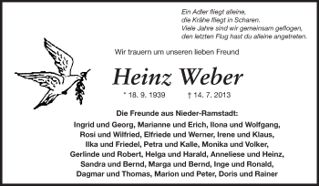 Traueranzeige von Heinz Weber von Echo-Zeitungen (Gesamtausgabe)