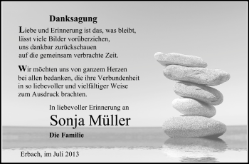 Traueranzeige von Sonja Müller von Odenwälder Echo