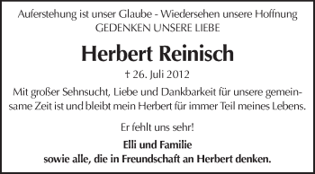Traueranzeige von Herbert Reinisch von Echo-Zeitungen (Gesamtausgabe)