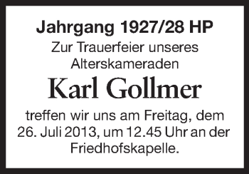 Traueranzeige von Karl Gollmer von Starkenburger Echo