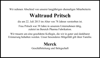 Traueranzeige von Waltraud Pritsch von Echo-Zeitungen (Gesamtausgabe)