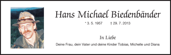 Traueranzeige von Hans Michael Biedenbänder von Echo-Zeitungen (Gesamtausgabe)