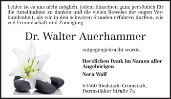 Traueranzeige von Walter Auerhammer von Echo-Zeitungen (Gesamtausgabe)