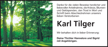 Traueranzeige von Karl Tilger von Starkenburger Echo
