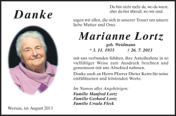 Traueranzeige von Marianne Lortz von Echo-Zeitungen (Gesamtausgabe)