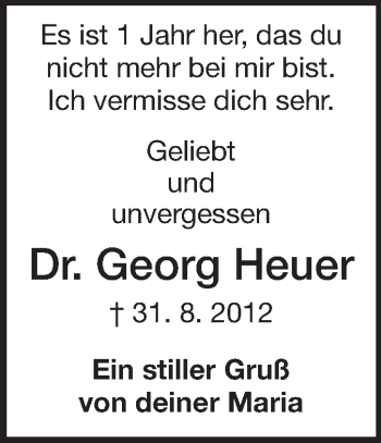 Traueranzeige von Georg Heuer von Echo-Zeitungen (Gesamtausgabe)