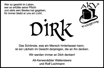 Traueranzeige von Dirk  von Rüsselsheimer Echo, Groß-Gerauer-Echo, Ried Echo