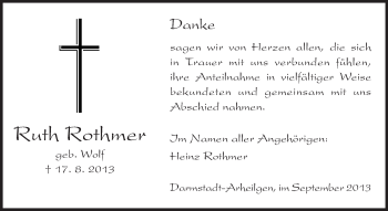 Traueranzeige von Ruth Rothmer von Echo-Zeitungen (Gesamtausgabe)