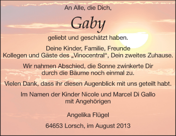 Traueranzeige von Gaby  von Darmstädter Echo