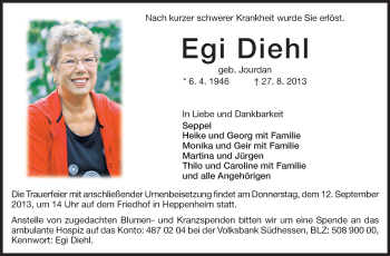 Traueranzeige von Egi Diehl von Starkenburger Echo