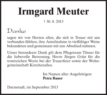 Traueranzeige von Irmgard Meuter von Echo-Zeitungen (Gesamtausgabe)