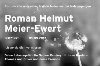 Traueranzeige von Roman Helmut Meier-Ewert von Odenwälder Echo