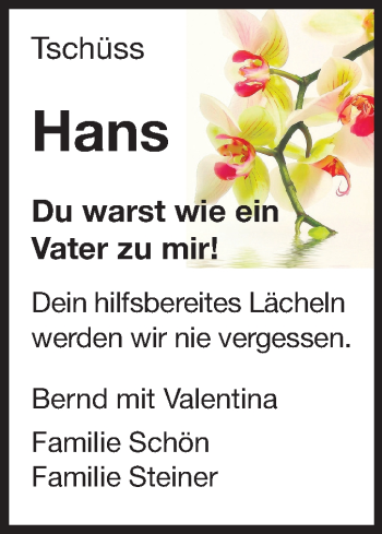 Traueranzeige von Hans Stork von Rüsselsheimer Echo, Groß-Gerauer-Echo, Ried Echo
