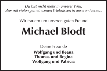 Traueranzeige von Michael Blodt von Echo-Zeitungen (Gesamtausgabe)
