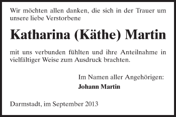 Traueranzeige von Katharina Martin von Echo-Zeitungen (Gesamtausgabe)