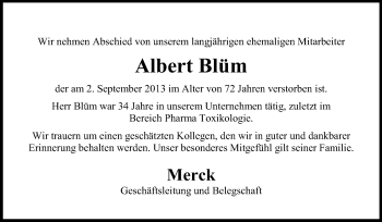 Traueranzeige von Albert Blüm von Echo-Zeitungen (Gesamtausgabe)