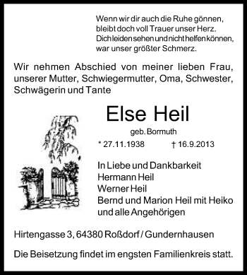Traueranzeige von Else Heil von Echo-Zeitungen (Gesamtausgabe)