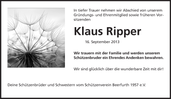 Traueranzeige von Klaus Ripper von Odenwälder Echo
