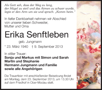 Traueranzeige von Erika Senftleben von Echo-Zeitungen (Gesamtausgabe)