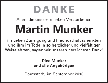 Traueranzeige von Martin Munker von Echo-Zeitungen (Gesamtausgabe)
