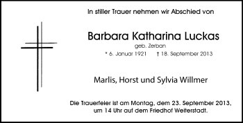 Traueranzeige von Barbara Katharina Luckas von Echo-Zeitungen (Gesamtausgabe)
