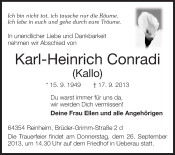 Traueranzeige von Karl-Heinrich Conradi von Echo-Zeitungen (Gesamtausgabe)