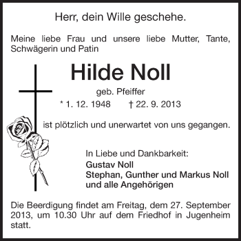 Traueranzeige von Hilde Noll von Echo-Zeitungen (Gesamtausgabe)