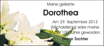 Traueranzeige von Dorothea Reichert von Echo-Zeitungen (Gesamtausgabe)