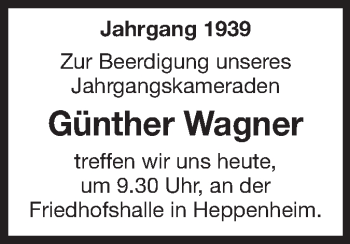 Traueranzeige von Günther Wagner von Starkenburger Echo