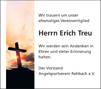 Traueranzeige von Erich Treu von Odenwälder Echo