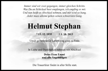Traueranzeige von Helmut Stephan von Rüsselsheimer Echo, Groß-Gerauer-Echo, Ried Echo