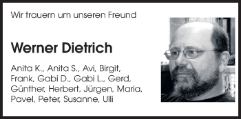Traueranzeige von Werner Dietrich von Echo-Zeitungen (Gesamtausgabe)