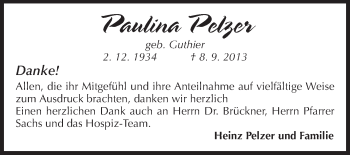 Traueranzeige von Paulina Pelzer von Starkenburger Echo