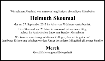 Traueranzeige von Helmuth Skoumal von Rüsselsheimer Echo, Groß-Gerauer-Echo, Ried Echo