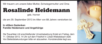Traueranzeige von Rosalinde Heidemann von Odenwälder Echo