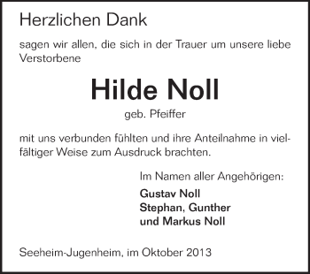 Traueranzeige von Hilde Noll von Echo-Zeitungen (Gesamtausgabe)
