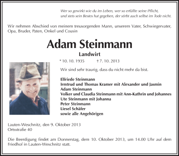 Traueranzeige von Adam Steinmann von Starkenburger Echo