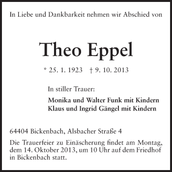 Traueranzeige von Horst Rückert von Echo-Zeitungen (Gesamtausgabe)