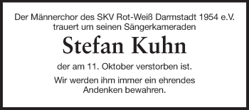 Traueranzeige von Stefan Kuhn von Echo-Zeitungen (Gesamtausgabe)