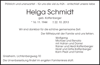 Traueranzeige von Helga Schmidt von Echo-Zeitungen (Gesamtausgabe)