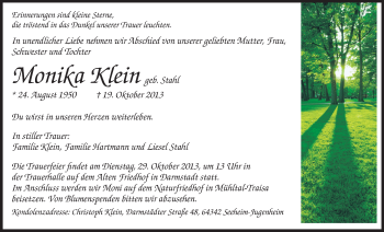 Traueranzeige von Monika Klein von Echo-Zeitungen (Gesamtausgabe)