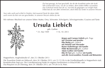 Traueranzeige von Ursula Liebich von Starkenburger Echo