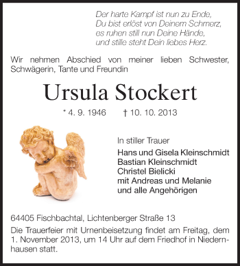 Traueranzeige von Ursula Stockert von Echo-Zeitungen (Gesamtausgabe)