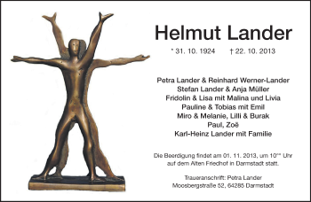 Traueranzeige von Helmut Lander von Echo-Zeitungen (Gesamtausgabe)