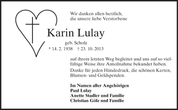 Traueranzeige von Karin Lulay von Starkenburger Echo
